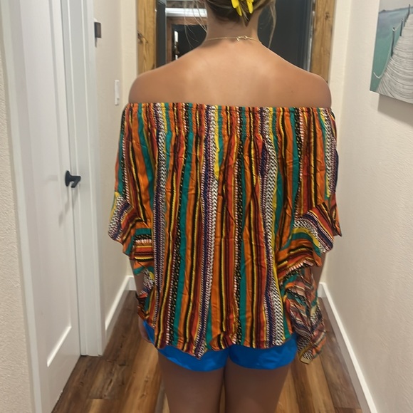 off the shoulder, flowy summer top with cut off sleeves, worn once - Picture 2 of 3